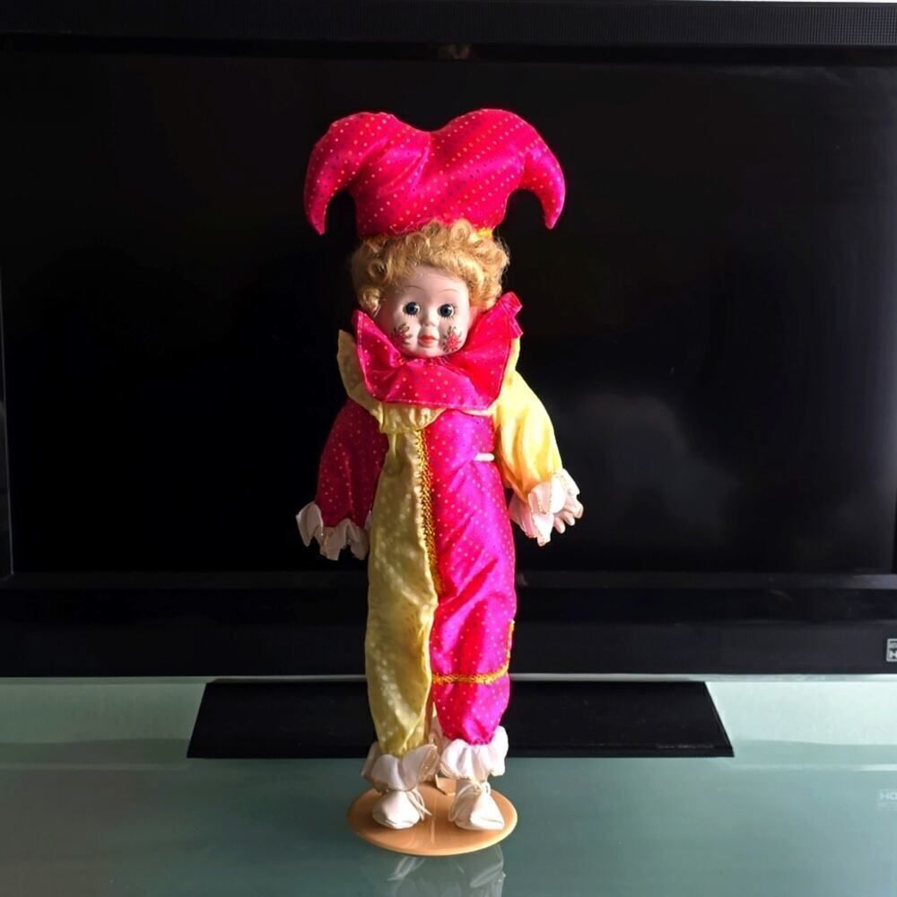 Harlequin Baby Porcelain Doll